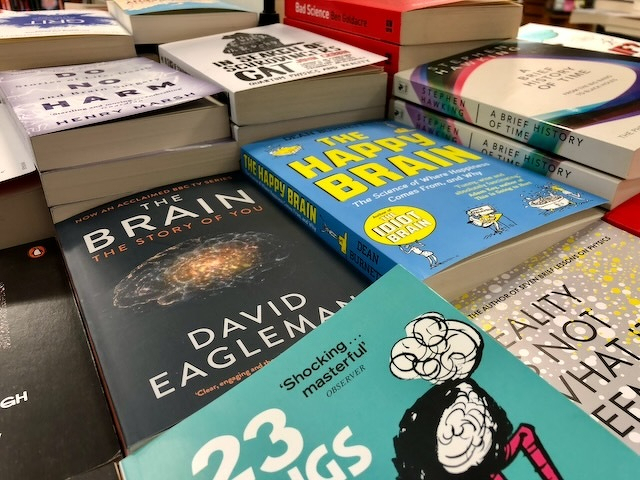 Books on a table